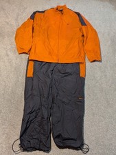 Nike Tracksuit Mens XL Orange Black Windbreaker Jacket Pants VTG Mesh Lined