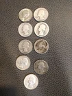 9  Pre 1964 90% Silver Washington Quarters