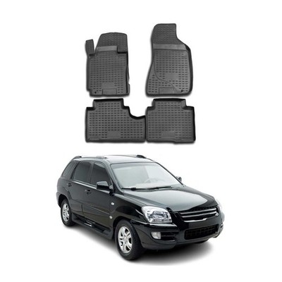 OMAC Floor Mats Liner for Kia Sportage 2005-2010 Black TPE All-Weather 4 Pcs