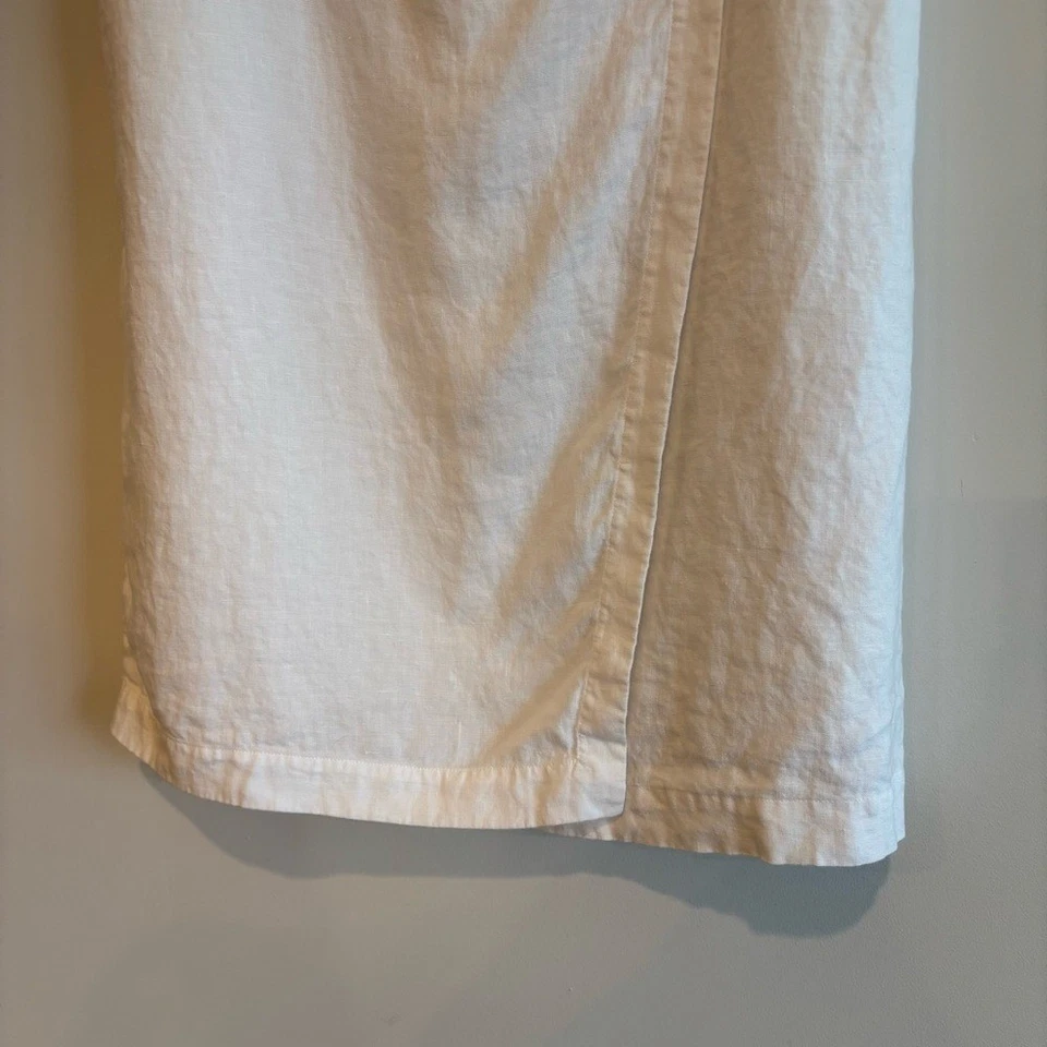 Falda midi Eileen Fisher blanca 100 % lino orgánico línea A pequeña Lagenlook Preppy Foto 4 de 4