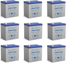 Power-Sonic PS-1250F1 12V 5Ah F1 AGM Rechargeable Battery - 9 Pack