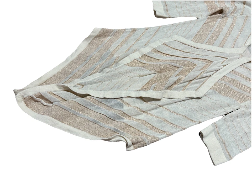 Cárdigan Suéter Y2K Yoana Baraschi Marfil y Dorado Cascada Talla Mediana Rayas 3/4 Foto 4 de 4