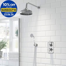 Thermostatic Concealed Lever Cross Shower Wall Mounted Head Handset