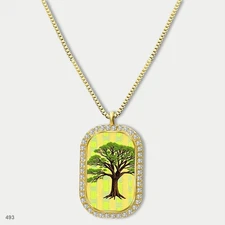 Gorgeous Colorful Tree of Life Pendant Necklace Chain Photo Dog Tag Chain Gift D