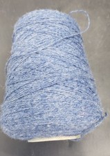 Large Cone Of Blue/white Yarn Wool 14oz Crochet Knitting