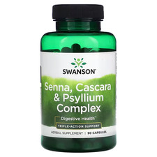 Senna, Cascara & Psyllium Complex 90 Capsules Bowel Support Swanson H