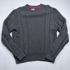 Mens Cutter & Buck Gray Knit Cable Knit Sweater Crewneck Large