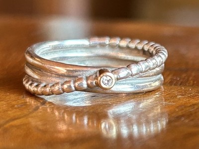 Pandora Ring Rising Star, bicolor mit einem Diamanten, 925er Silber, Gr. 50