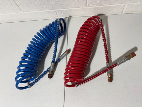 Power Products Air Brake Hose Coiled Assembly 15 ft Red Blue Qty 2 Good Used