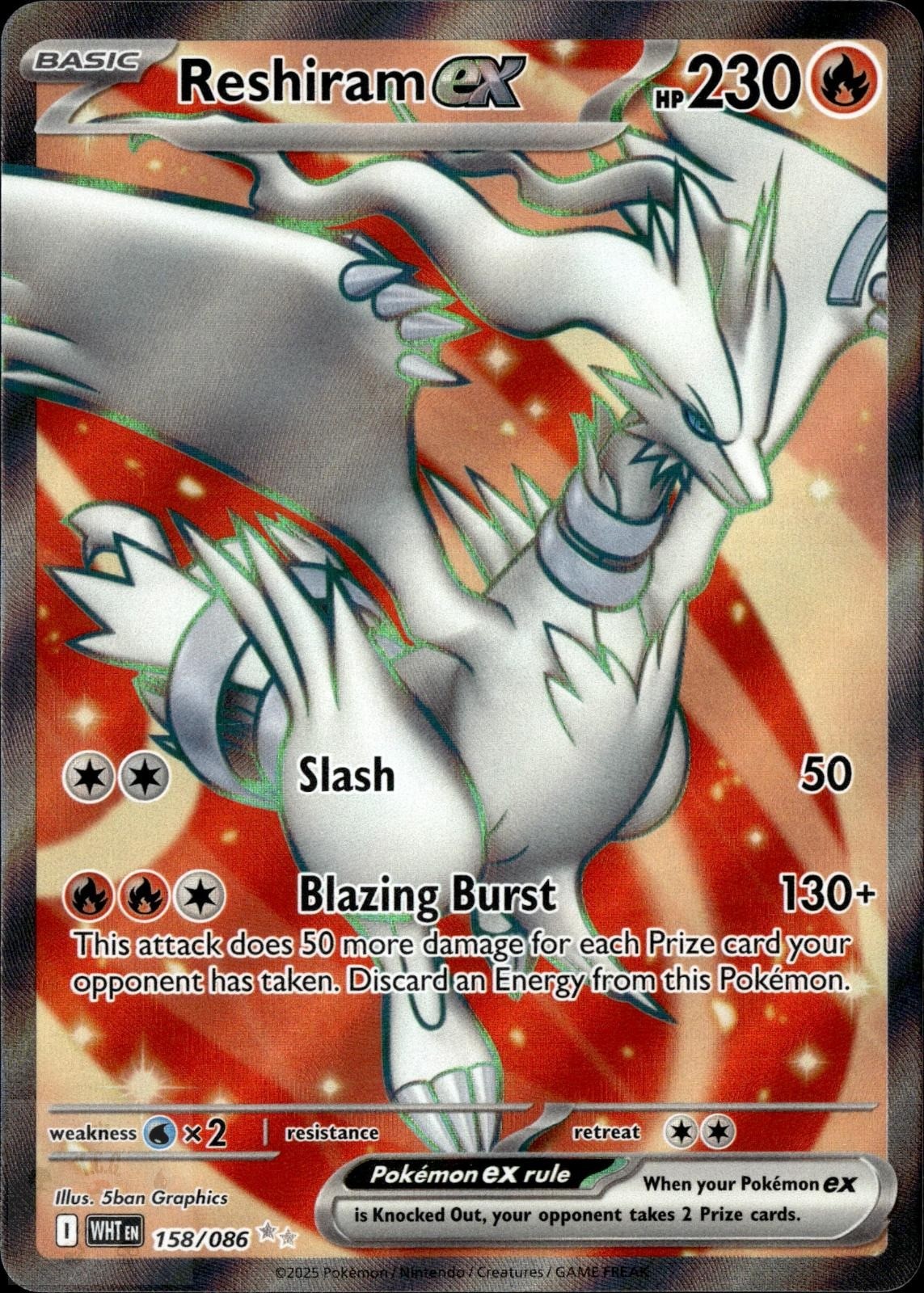 Reshiram ex 158/086 Holo Ultra Rare White Flare Pokemon NM/M