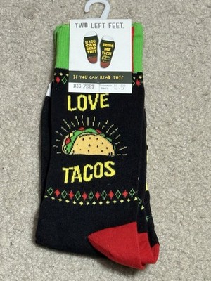Two Left Feet Socks Love Tacos New Men s 8.5-13 Women s 10-12.5