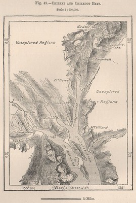 Chilkat und Chilkoot Bays. Alaska 1885 alte antike Vintage Karte Plan Chart