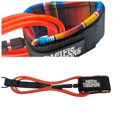Pacific Vibrations Surfboard Ankle leash 6FT Orange 7mm double swivels  6'