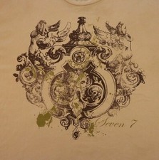 Seven7 Mens T-shirt 2XL Large Beige Royal Emblems Statue 100% Cotton Made in USA