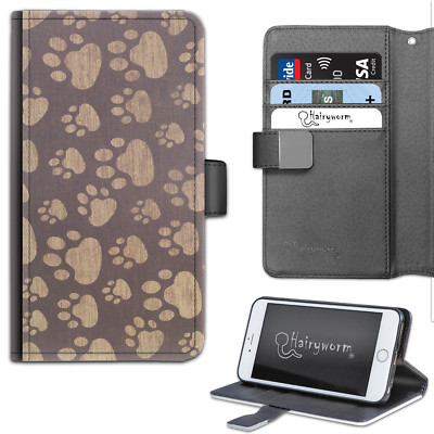 Hairyworm Brown Dog Paw Prints Deluxe PU Leather Wallet Phone Case;Flip Case