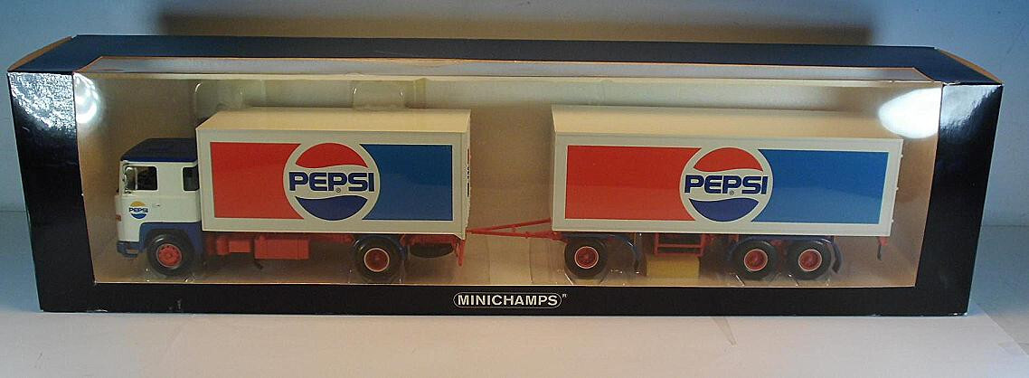 MINICHAMPS 1/43 CAMION SCANIA LB140 +REMORQUE BÄREN-MARKEEN BOITE BON