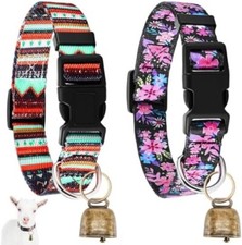 2 Pack Goat Collars with Bells, Sheep Grazing Copper Bells and Adjustable Nylon