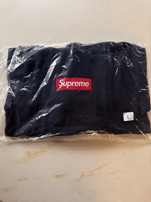 SUPREME BOX LOGO HOODED SWEATSHIRT NAVY L FW16 HOODIE NEW SIZE LARGE DS HOODY