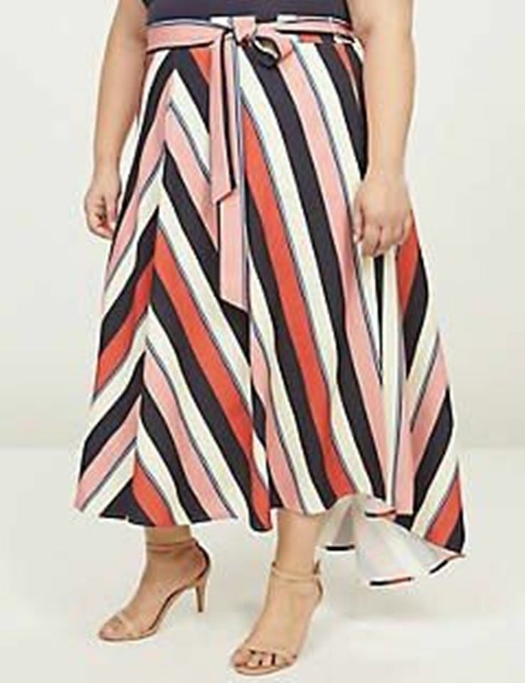 NEW LANE BRYANT PLUS SIZE CHEVRON STRIPE LENA HIGH-LOW MAXI SKIRT
