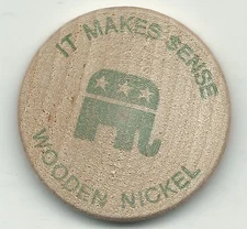 VERY NICE WOODEN NICKEL REPUBLICAN GLADY'S LICHTE LAFAYETTE COUNTY-DEC092