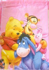 Winnie the Pooh with Tigger, Eeyore,  Friend Light Pink Cinch Sack Backpack Bag