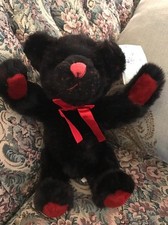 New 11" RUSSPLUS Russ Black Red Spotted Teddy Bear Polkadot Plush Stuffed D4