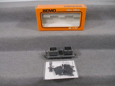 Bemo Spur H0m 2058 Güterwagen Niederbordwagen mit Behältern X 9094 in OVP BE210