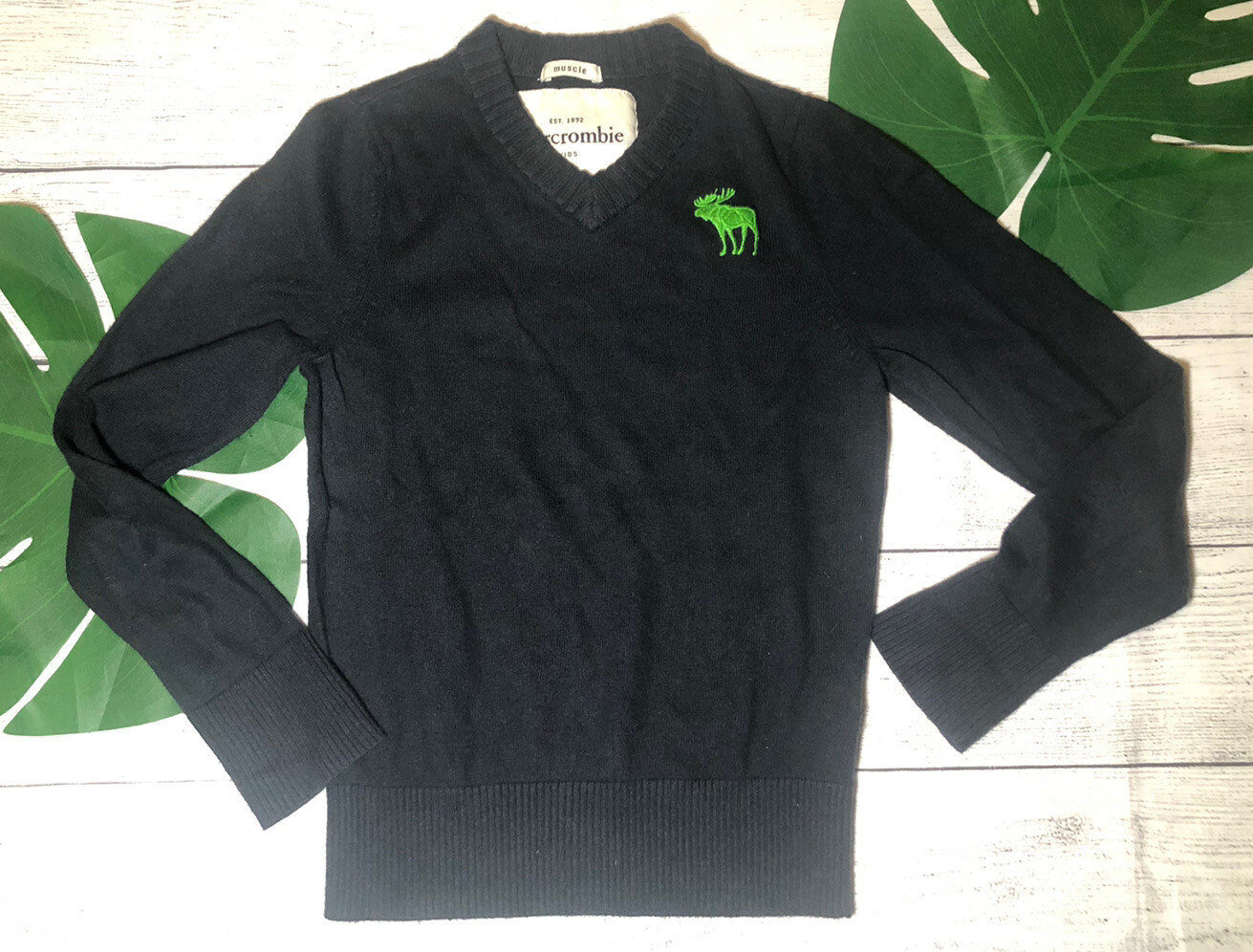 Abercrombie Kids Boys Blue  V-Neck Long Sleeve Sweater Pullover Sweatshirt  Sz S image 3