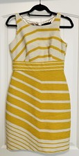 THE LIMITED Sleeveless Dress Yellow Cream Stripe Sheath, Size 2