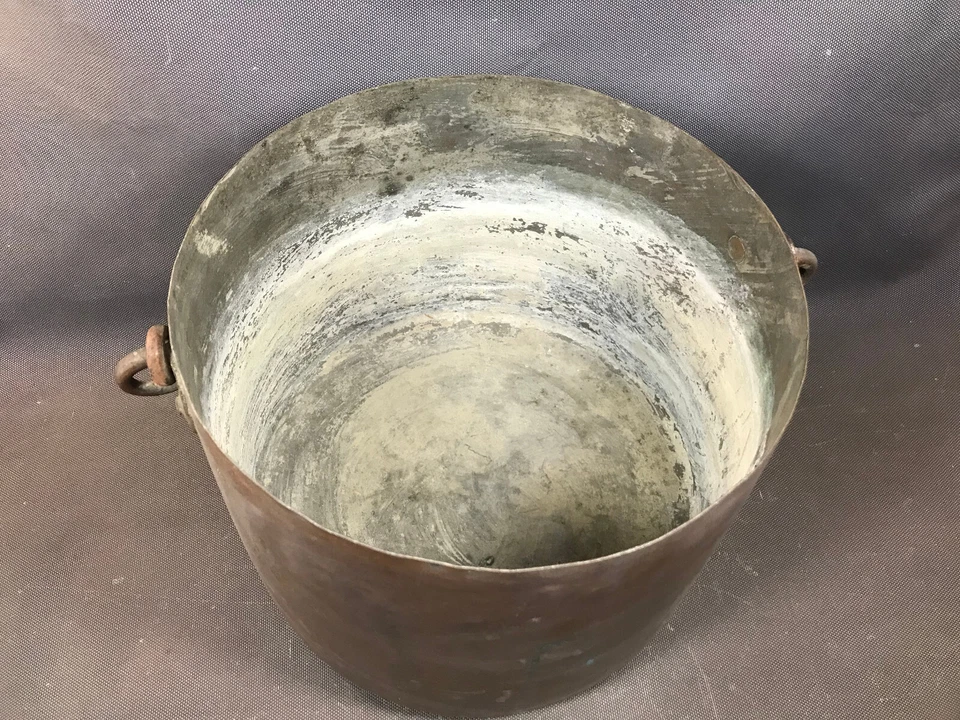 Ancien chaudron gamelle en cuivre déco cuisine de campagne montagne chalet - Photo 2/4