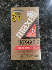 Maxell HGX-GOLD T-120 Premium High Grade 6 hour VHS 3 Pack New Sealed
