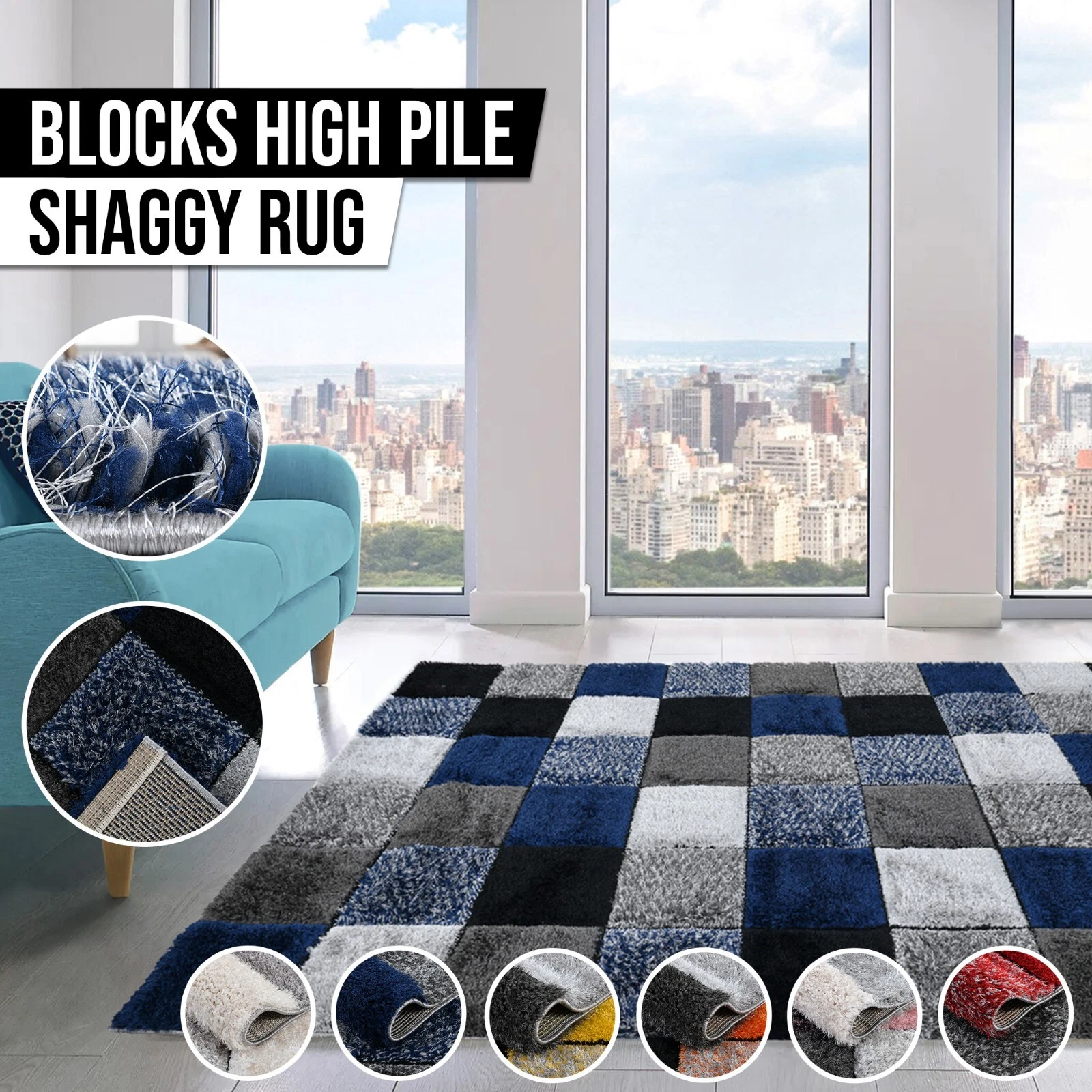 Shaggy Blocks Rug 3D Living Area Floor Rugs Thick Soft Pile Living Thick Rug 5cm
Opens in a new wind
