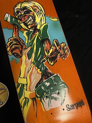 RARE FLOCKED Danny Sargent Iron Maiden New Deal Skateboard Deck