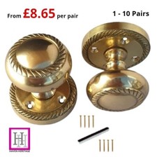 Door Knobs Brass Mortice Georgian Interior Roped Edge Door Knob Set new