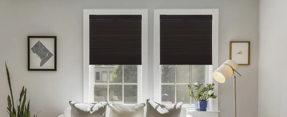 METechs No Drill Blackout Cellular Shade Top Down Bottom Up Cordless Black Blind - Image 2 of 4