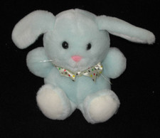 1992 Dakin Bunny Plush Stuffed Toy Blue White Small 6" Polka Dot Ribbon Vintage