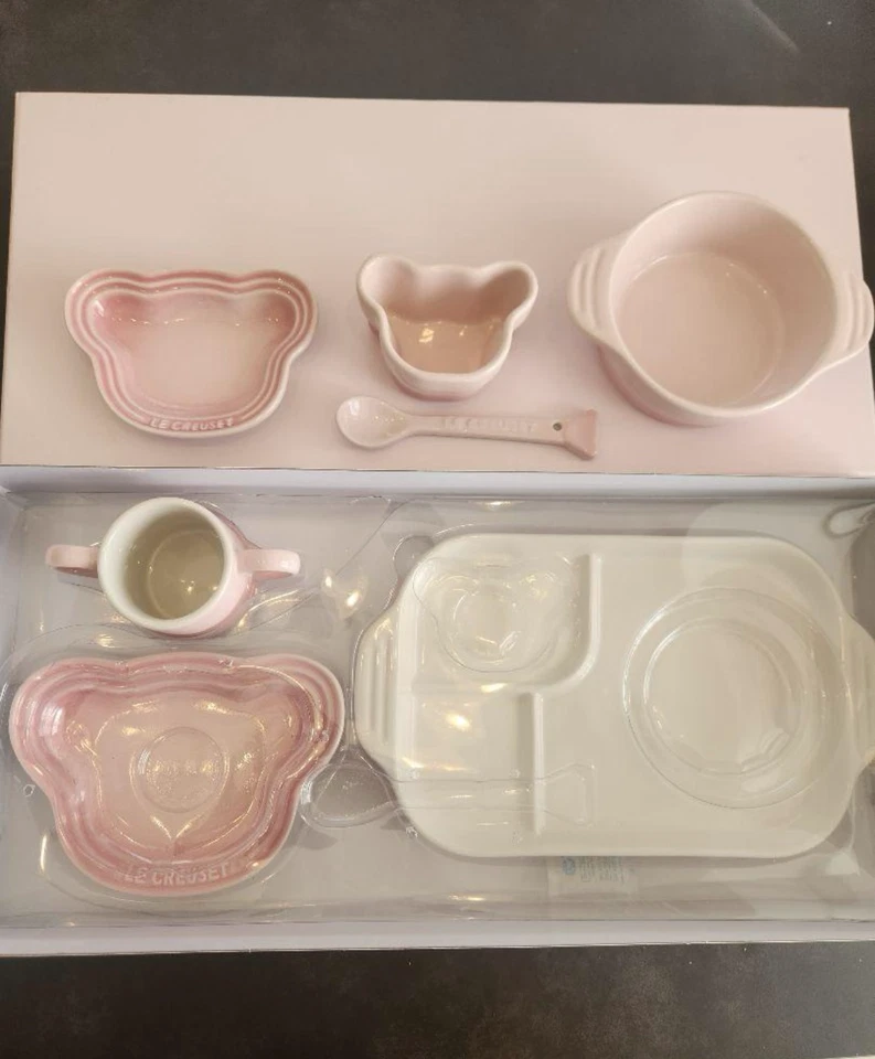 Le Creuset Baby Tableware 7 Set Coastal Pink Plate Stoneware with box - Image 2 of 4