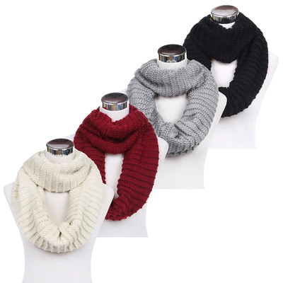 TrendsBlue Premium Solid Chunky Ribbed Knit Warm Infinity Loop Circle Scarf