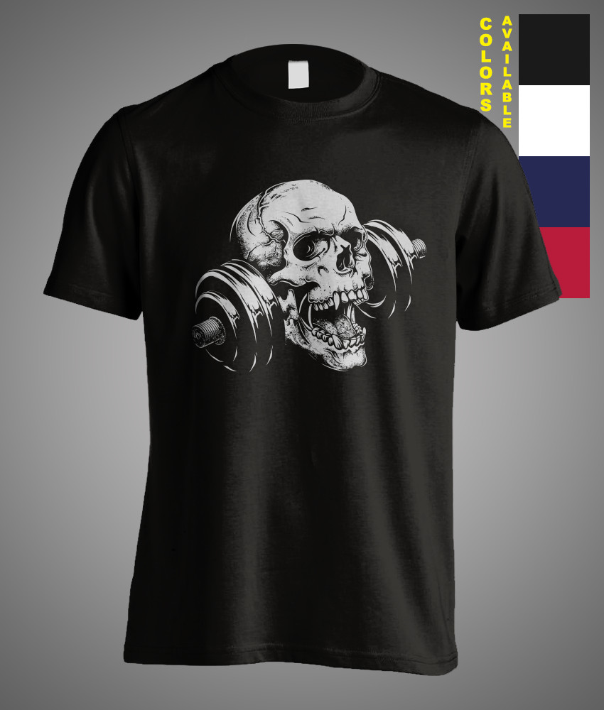 Camiseta deportiva de pesas rusas calavera levantamiento de pesas gimnasio divertido regalo unisex