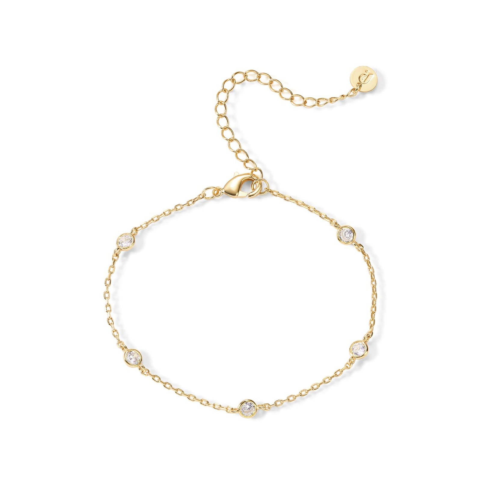 PAVOI 14K Gold Plated Station Bracelet - Simulated Diamond BTY Bracelet - Womens