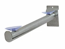 12" Slatwall Glass Shelf Brackets Round Tube With Suction Cups 4 Pack Chrome