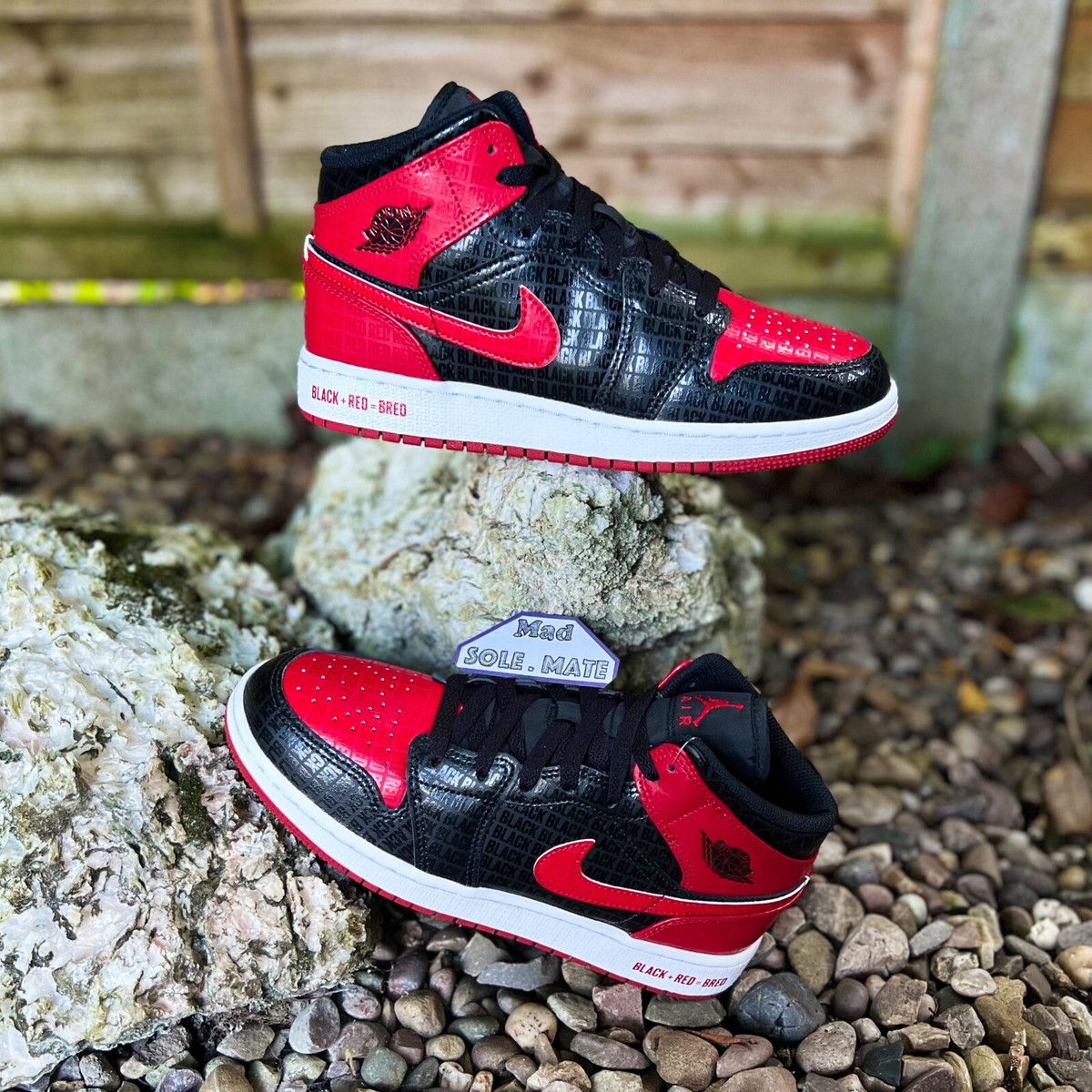 2022 Nike Air Jordan Mid SS GS Bred Black Gym Red DM9650 001 UK5