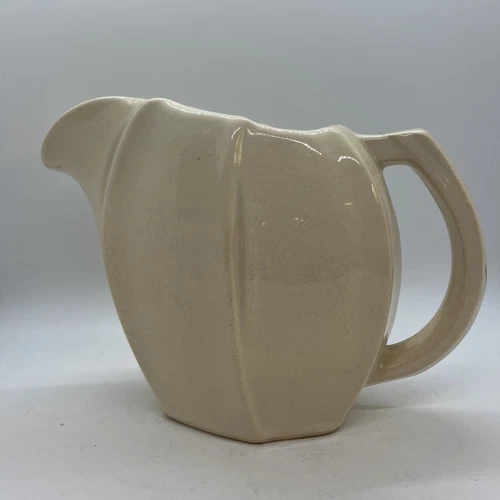 Vintage McCoy Pottery Off White  6" Tall Pitcher Jug Antique Farmhouse