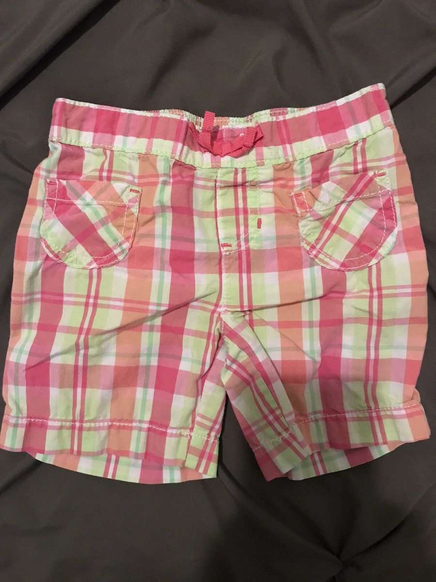Toddler Girl Pink And Green Plaid “Jumping Bean” Shorts Size 3T