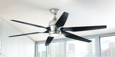 60 Large Fancy Ceiling Fan Unique Gloss Remote Led Office Light Brushed Nickel Ebay