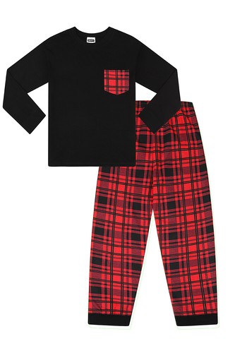 Kids Red Check Long Cotton Pyjamas 9 to 16 Years