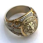 2.00 Ct Round Cut Real Moissanite 14K Yellow Gold Plated Men's Lion Ring — photo 4