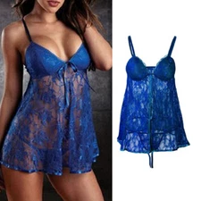 Plus Size Women's Sexy Lingerie Babydoll Sleepwear Nightwear Lace Dress G-string