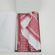 NOB Ronet Red and White Polyester Shemagh Arab Scarf Keffiyeh 54" X 54"