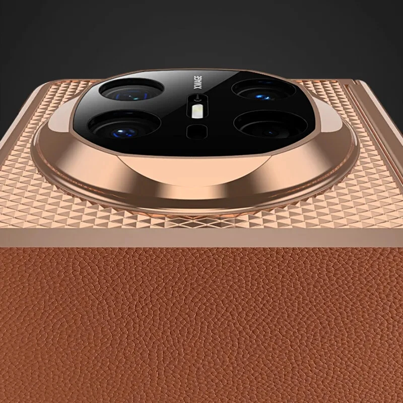 Genuine Leather Diamond PC Case For Huawei Mate X6 X5 Magnetic Hinge Glass Cover - Image 4 of 4